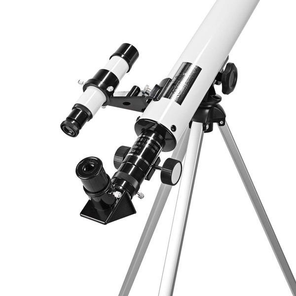 Teleskop Komplett-Set für Einsteiger: 50/600mm - Refractor-Teleskop mit Aluminium-Stativ (H bis 125cm) - Ideal für Mond, Planeten & Sterne