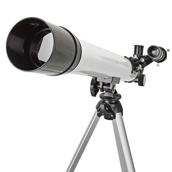 Teleskop Komplett-Set für Einsteiger: 50/600mm - Refractor-Teleskop mit Aluminium-Stativ (H bis 125cm) - Ideal für Mond, Planeten & Sterne