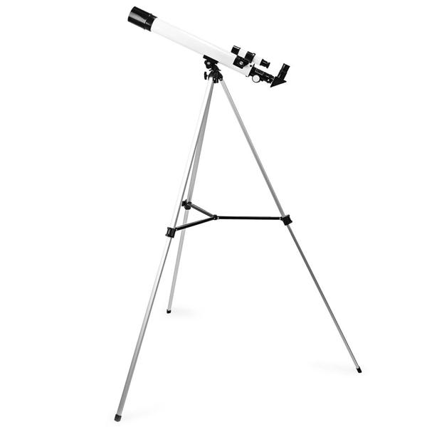 Teleskop Komplett-Set für Einsteiger: 50/600mm - Refractor-Teleskop mit Aluminium-Stativ (H bis 125cm) - Ideal für Mond, Planeten & Sterne