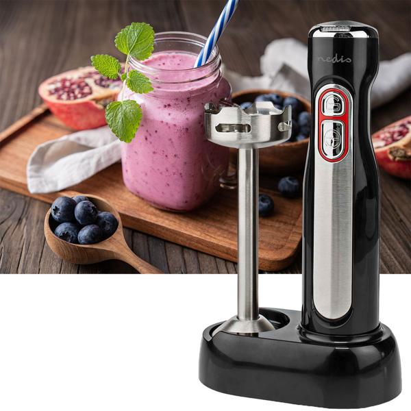 Kabelloser Akku-Stabmixer (100W, Edelstahl): Für Smoothies, Suppen, Sossen – maximale Flexibilität, silber-schwarzes Design, kabelloses mixen