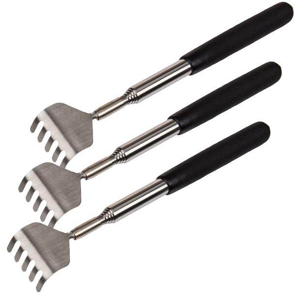 3er-Set Praktischer Teleskop-Rückenkratzer (16-53cm): Ausziehbare Kratzhilfe mit gummiertem Griff. Einfache Linderung von Juckreiz & Verspannungen