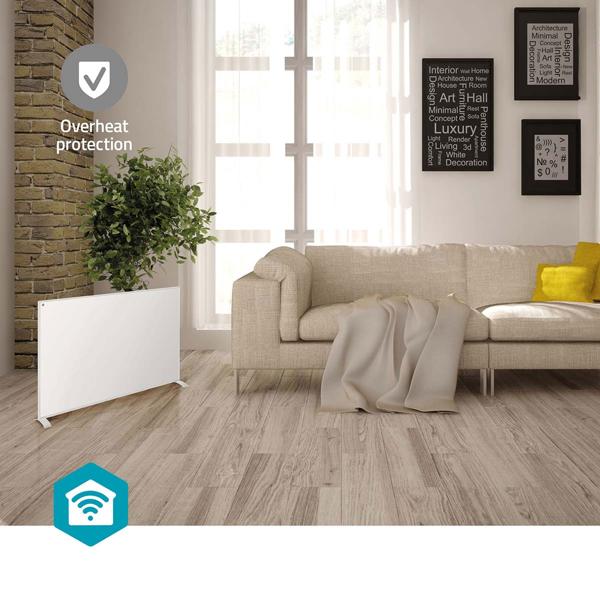 Flexibel einsetzbare WLAN Infrarotheizung mit programmierbaren digitalen Thermostat, Stand- & Wandmontage, 700W, Fernbedienung, App, weiss