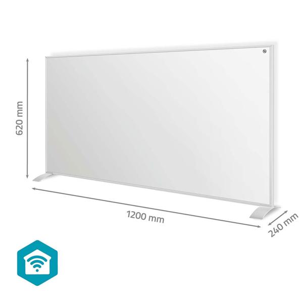 Flexibel einsetzbare WLAN Infrarotheizung mit programmierbaren digitalen Thermostat, Stand- & Wandmontage, 700W, Fernbedienung, App, weiss