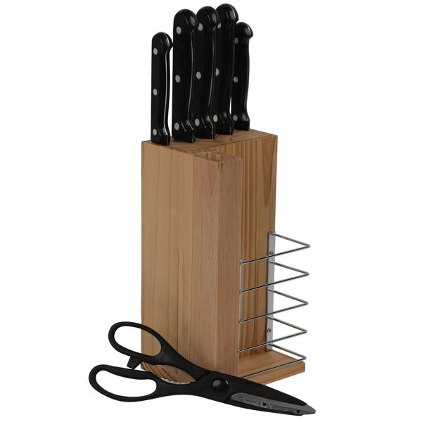 Umfangreiche Koch-Erstausstattung: Bratpfanne, Töpfe, Schneidebrett, Kochlöffel, Messerblock & mehr – ideal für Küche, Haushalt & Einsteiger