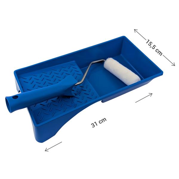 Maler Zubehör Set - Farbwanne, Farbrollerbügel & Schaumwalze - Perfekt für Wände, Türen, Möbel - Polypropylen, Metall, Polyether