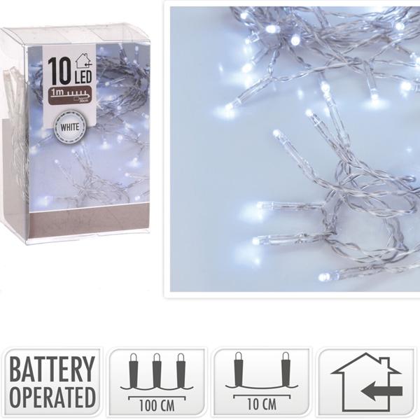 LED-Lichterkette Indoor - 10 hell-weisse LEDs für gemütliche Atmosphäre - 100 cm Länge - batteriebetrieben für flexible Weihnachts- & Ganzjahresdeko