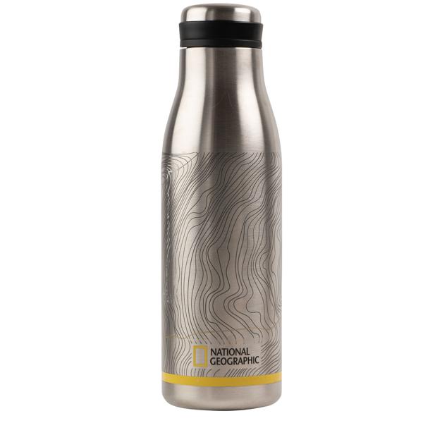 National Geographic Thermosflasche aus Edelstahl, 500 ml, Schraubverschluss, auslaufsicher, hält 6 Stunden warm oder kalt, ideal für Outdoor Abenteuer