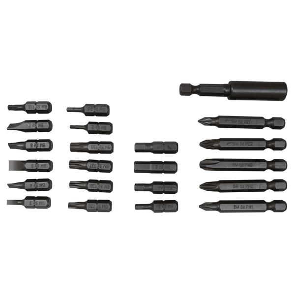 Profi Bit-Set aus ultrarobustem S2-Stahl, 22-teilig, magnetisch, sandgestrahlt, ideal für Universal Magnet Schraubendreher und Akku Schrauber
