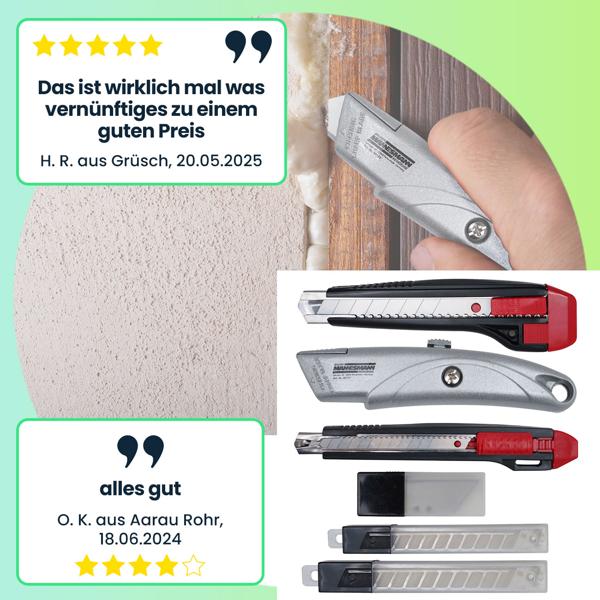 Umfangreiches 33-teiliges Abbrechmesser-Set: Cutter-Universalmesser für Handwerker, Heimwerker & Profis – inklusive Ersatzklingen