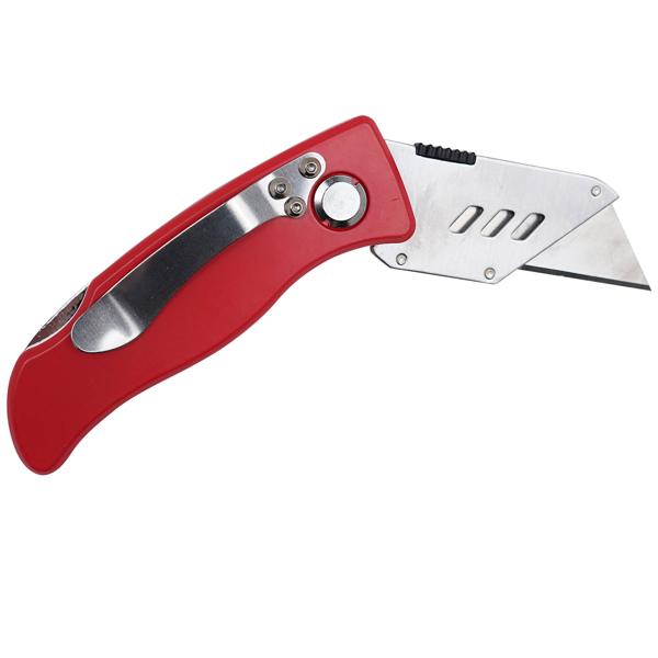 Klappbares Cuttermesser mit Gürtelclip + 5 Ersatzklingen: Superscharf, sicher, robust - Ideal für Handwerk, Hobby, Outdoor