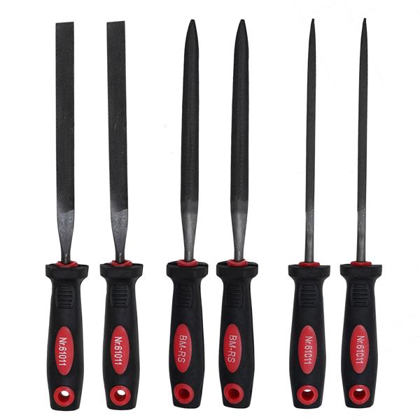 Hochwertiges Nadelfeilen-Set (6-teilig, rot/schwarz) – Robuste Feilen für präzise Ergebnisse beim Bearbeiten von Metall, Holz & Kunststoff