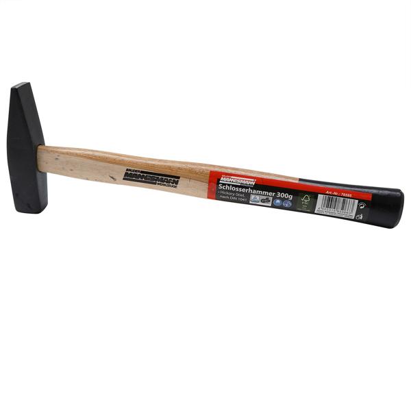 Robuster Schlosserhammer 300g mit hochwertigem Hickory-Stiel, ergonomisch & langlebig, DIN 1041 zertifiziert – perfektes Werkzeug für präzises Arbeiten