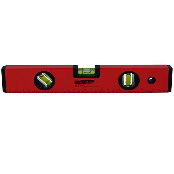 Robuste 30cm Wasserwaage (rot/schwarz) mit 3 Libellen – Zuverlässiges Messwerkzeug für Heimwerker und Profis