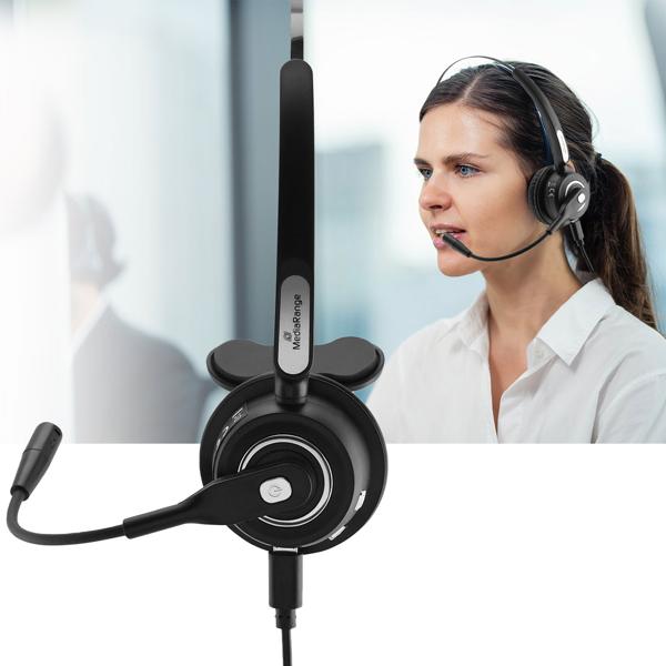 Mono-Headset kabellos mit Rauschfilter-Mikrofon und Bluetooth-Verbindung - Ideal für Telefon- & Videokonferenzen mit 12h Akkulaufzeit