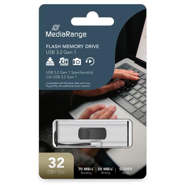 USB Speicherstick 32 GB – Schneller Daten-Transfer & sicherer Transport – USB 3.0, 70 MB/s Lesen, 20 MB/s Schreiben, Schwarz/Silber