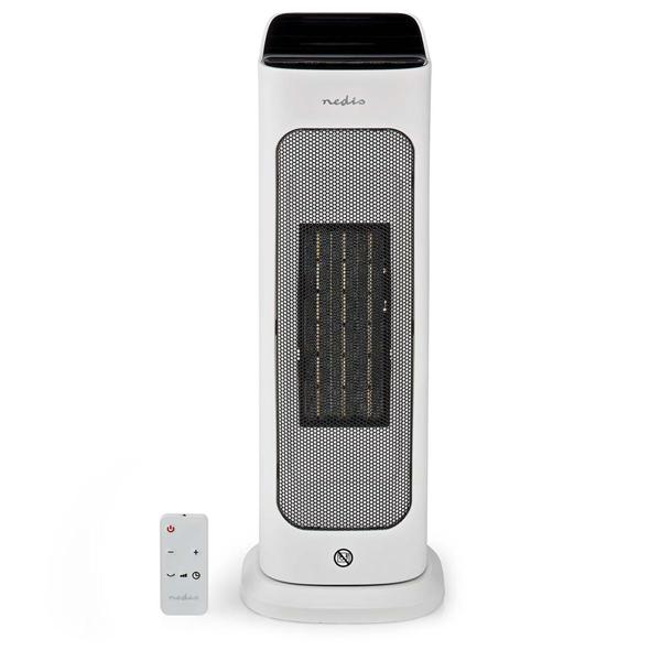 Intelligenter Keramik-PTC Heizlüfter, Turm, mit App-Funktion, Touch-Display, Thermostat, 2 Stufen, weiss/grau. Komfortable & sichere Wärme