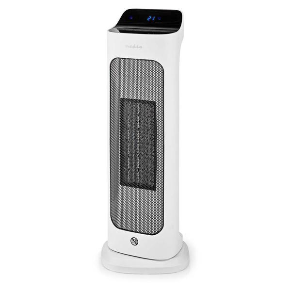 Intelligenter Keramik-PTC Heizlüfter, Turm, mit App-Funktion, Touch-Display, Thermostat, 2 Stufen, weiss/grau. Komfortable & sichere Wärme