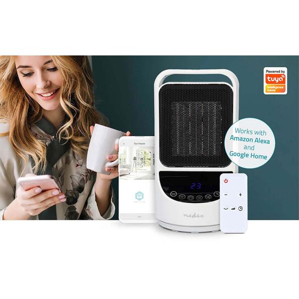 Smarter Wi-Fi Keramik Heizlüfter, 1500W, Oszillation, 2 Wärmestufen, weiss/schwarz - App Steuerung - Effektive Wärme für Ihr Zuhause