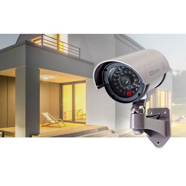 2er-Set Abschreckung pur: Dummy Überwachungskamera (grau)mit Signal-LED – Täuschend echte Kamera-Attrappe (IP44) für mehr Sicherheit rund ums Haus