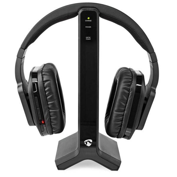 Kabelloser Funk Stereo Fernsehkopfhörer, 25 m Reichweite, TV-Headphones mit Ladestation, Verstellbarer Kopfbügel, gepolsterte Ohrmuscheln