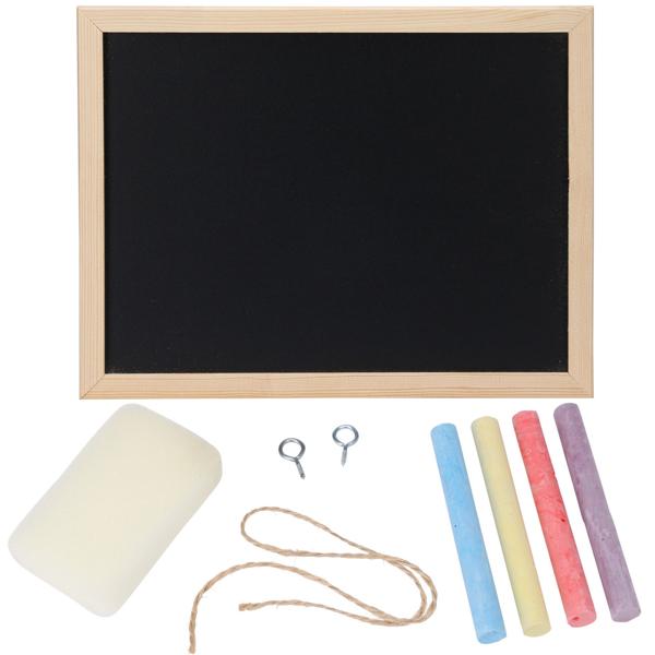 Tafel mit Holzrahmen 30 x 23 cm – inkl. 4 Kreidestücke & Schwamm – klassisch, robust & ideal für Notizen, Zeichnungen oder als Lern- & Spieltafel