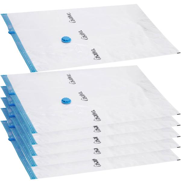 6er-Set platzsparende Vakuumbeutel L, 60 x 80 cm, Kompression mit dem Staubsauger, Aufbewahrungssäcke Saisonkleidung, Bettdecken und Bezüge