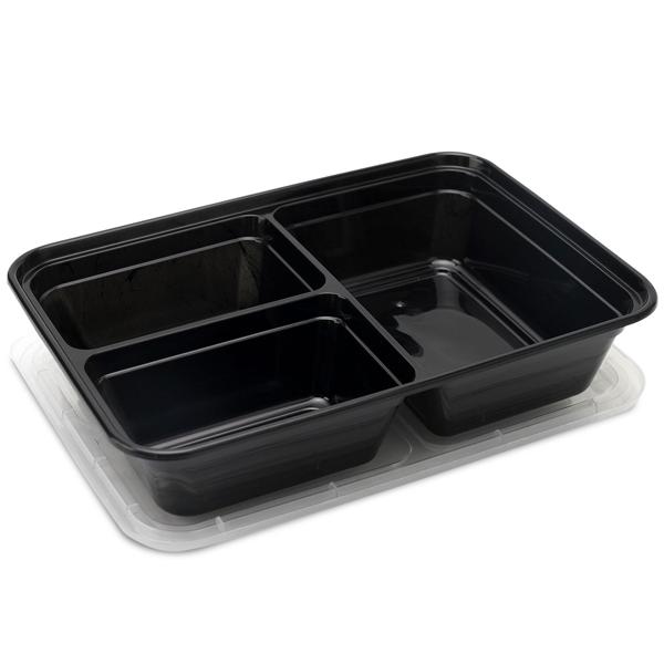 20 Meal Prep Boxen m. Deckel u. 3 Fächern, Bento-Boxen für 1,2 l, wiederverwendbare Essensboxen für Mitnahme, Aufbewahrung und Einfrieren 