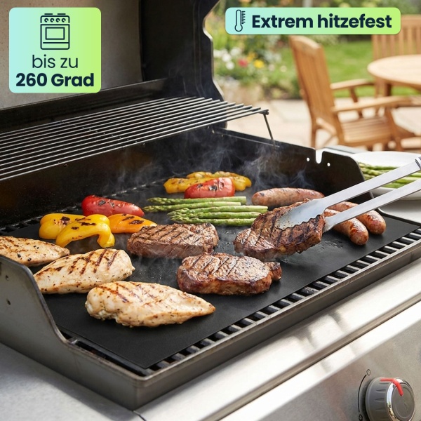 Antihaft BBQ-Grillmatte, 9er-Set Bratmatte aus Glasfaser-Material, wiederverwendbar, für Gasgrill, Holzkohlegrill, Elektrogrill, lebensmittelkonform