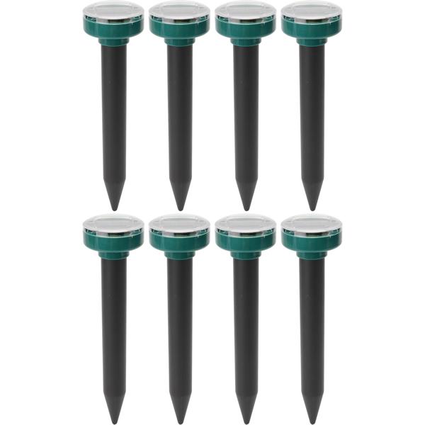 Hocheffizienter Maulwurf- und Wühlmaus-Vertreiber, 8er Spar Pack, Erdspiesse, solarbetrieben, bis 5.600 m², IP44, umweltschonend, ohne Chemie
