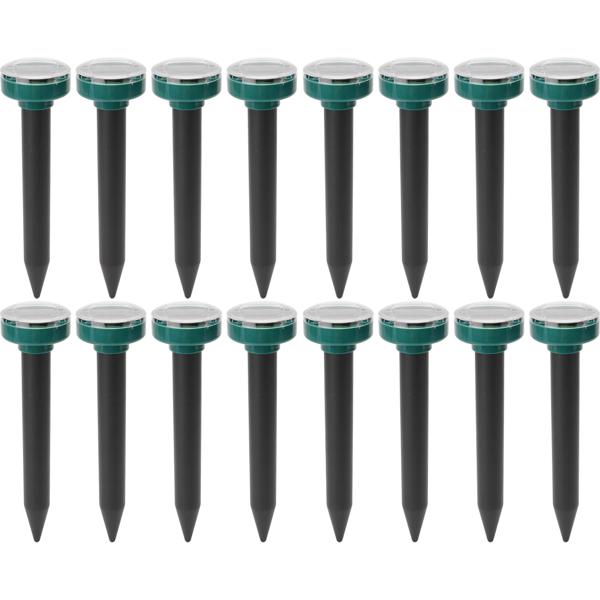 Hocheffizienter Maulwurf- und Wühlmaus-Vertreiber, 16er Mega Spar Pack, Erdspiesse, solarbetrieben, bis 11200 m², IP44, umweltschonend, ohne Chemie