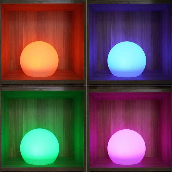 2er-Set Solar-LED-Leuchtkugel, Ø 20cm, RGBW mit Fernbedienung, 60 Lu, IP67. Farbwechsel-Lichtkugel für Garten & Terrasse, wetterfest & kabellos