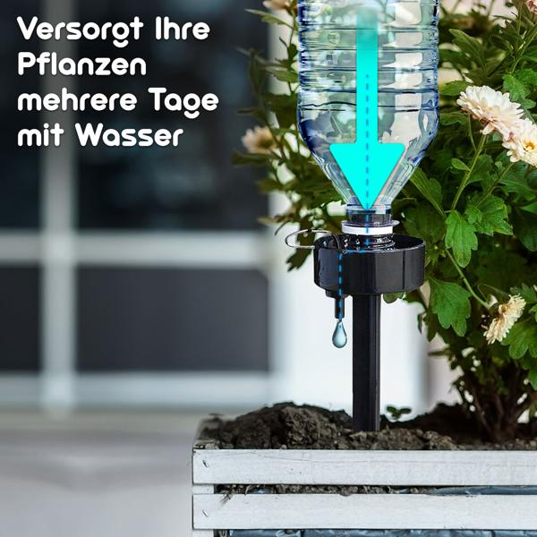 Bewässerungssystem für PET-Flaschen (12er-Set): Regulierbar - Pflanzenbewässerung für Urlaub, Balkon, Zimmer - Einfach genial
