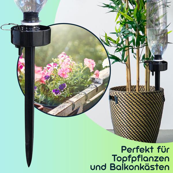 Bewässerungssystem für PET-Flaschen (12er-Set): Regulierbar - Pflanzenbewässerung für Urlaub, Balkon, Zimmer - Einfach genial