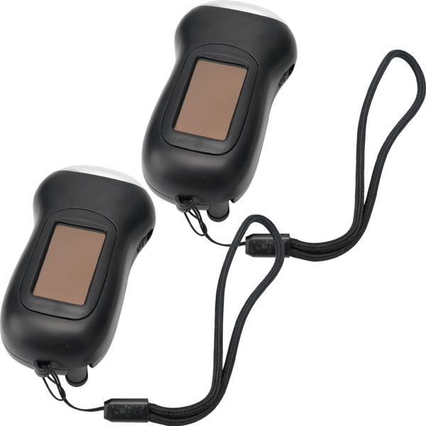 2er-Set praktische Survival Dynamo-Taschenlampe mit Solarpanel, 3 High Power LEDs, 20 Lumen, Akku, ideal für Outdoor Abenteuer und Camping