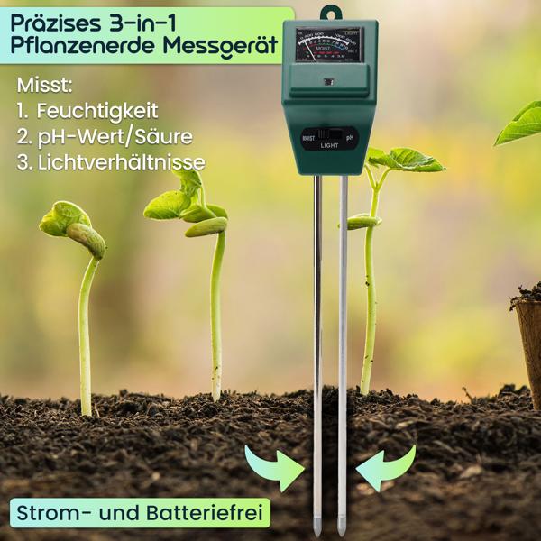 2er Set Präzises 3in1 Pflanzenerde Messgerät, Bodentester für Feuchtigkeit, pH-Wert und Lichtverhältnisse, idealen Standort für Pflanzen finden