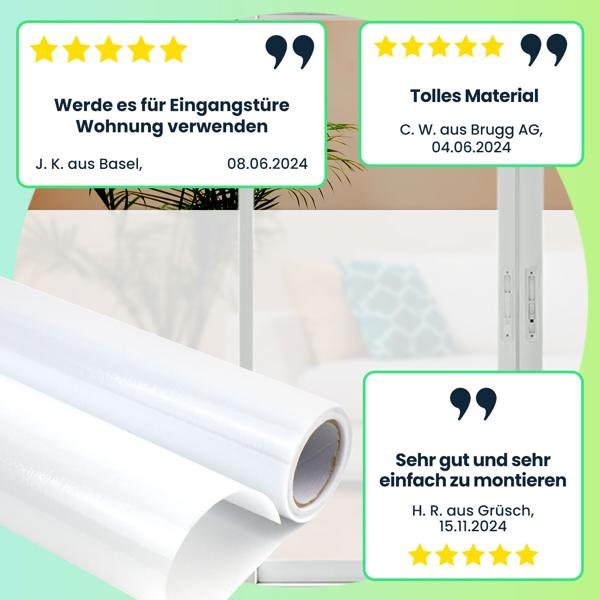 Milchglasfolie statisch haftend 2er Set (je 45x200cm) – Sichtschutz-Folie, blickdicht & lichtdurchlässig – Selbstklebende Fensterfolie ohne Kleber