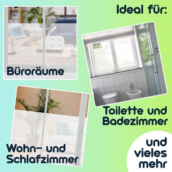 4er-Set Milchglasfolie 45x200cm - Statisch haftende Sichtschutz-Folie für Fenster, Bad, Büro - Lichtdurchlässig, zuschneidbar & rückstandslos ablösbar