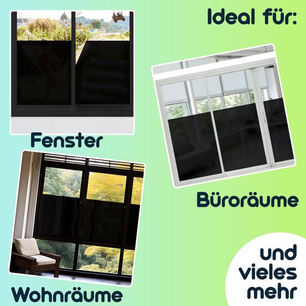 2er Set Sichtschutzfolie 50 x 200 cm – dunkle, selbstklebende Fensterfolie mit UV-Schutz – blickdicht & ideal für Fenster, Büro & Wohnräume