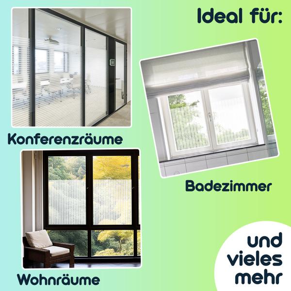 2er-Set Milchglasfolie Streifen-Optik - Sichtschutz statisch haftend für Fenster Türen Badezimmer Büro - 50x200cm zuschneidbar wiederverwendbar
