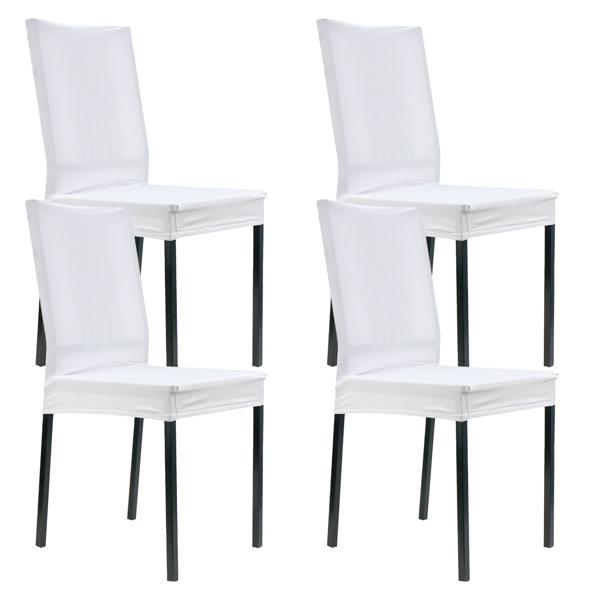 Hochwertiger Stuhlbezug in weiss, 4er-Set aus Stretch mit Lehnenbezug, OEKO-TEX Standard 100, waschbar bis 40°C, Schutz vor Abnutzung