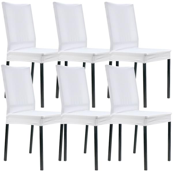 Stuhlbezüge, 6er-Spar-Set, elegant u. hochwertig, weiss, Stretch mit Lehnenbezug, OEKO-TEX Standard 100, waschbar bis 40°C, Schutz vor Abnutzung