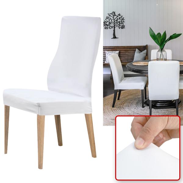 Stuhlbezüge, 6er-Spar-Set, elegant u. hochwertig, weiss, Stretch mit Lehnenbezug, OEKO-TEX Standard 100, waschbar bis 40°C, Schutz vor Abnutzung