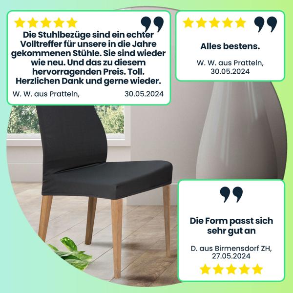 Hochwertiger Stuhlbezug, schwarz, 4er-Set, Stretch mit Lehnenbezug, OEKO-TEX Standard 100, waschbar bis 40°C, Schutz vor Abnutzung