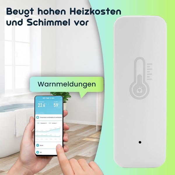 2er-Set Intelligentes Thermometer und Hygrometer, Temperatur- & Luftfeuchtigkeits-Sensor mit Tuya oder SmartLife App, Haus-Automatisierung