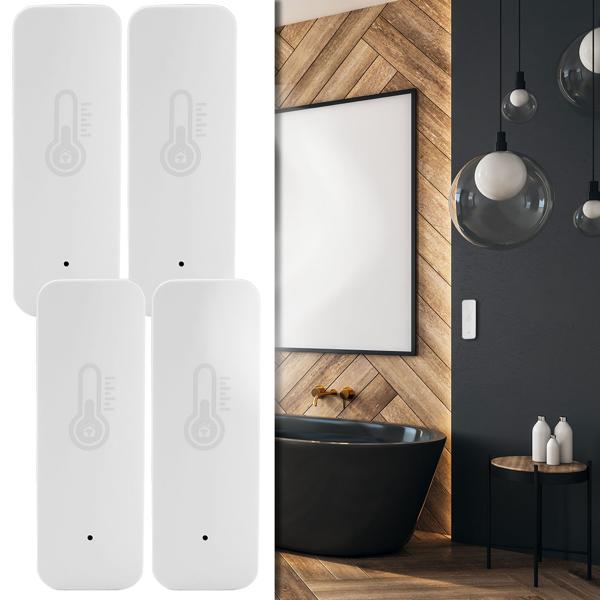 4er Spar Set Intelligentes Thermometer und Hygrometer, Temperatur- & Luftfeuchtigkeits-Sensor mit Tuya oder SmartLife App, Haus-Automatisierung