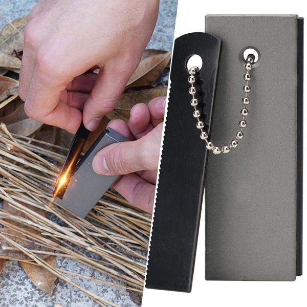 3er-Set Magnesium Feueranzünder mit Schaber und integr. Feuerstahl, Survival Feuerstarter für Lagerfeuer, Holzöfen, Camping und Outdoor Abenteuer