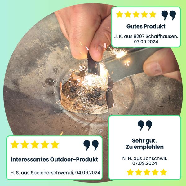 3er-Set Magnesium Feueranzünder mit Schaber und integr. Feuerstahl, Survival Feuerstarter für Lagerfeuer, Holzöfen, Camping und Outdoor Abenteuer