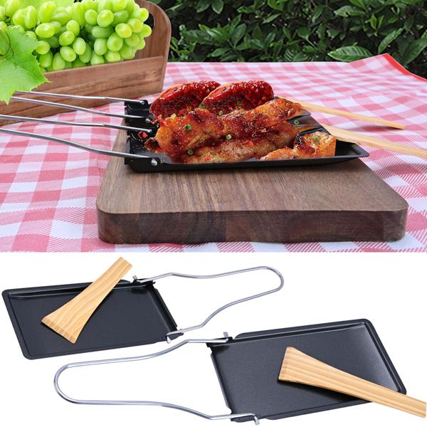 Praktisches 6er-Set Grillpfännchen für Raclette & BBQ, mit klappbarem Griff & Holzspatel, antihaftbeschichtet – ideal für gemütliche Abende