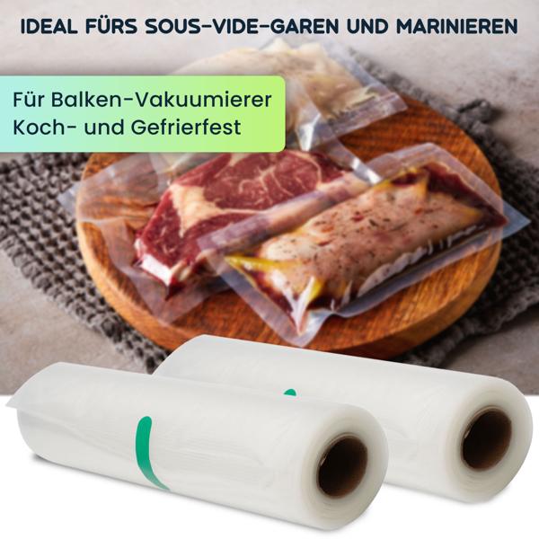 Vakuumier Folienschläuche, Profi Qualität, 4er Set, für Balken-Vakuumierer u. Schweissgeräte 20 x 500 cm, BPA-frei, perfekt als Sous Vide Beutel