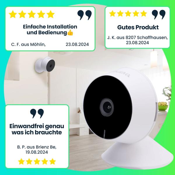 3er-Set Hochauflösende Full-HD IP-Überwachungskamera, IR-Nachtsicht, Live View per App, 2 Wege Kommunikation, Bewegungs- u. Personenerkennung